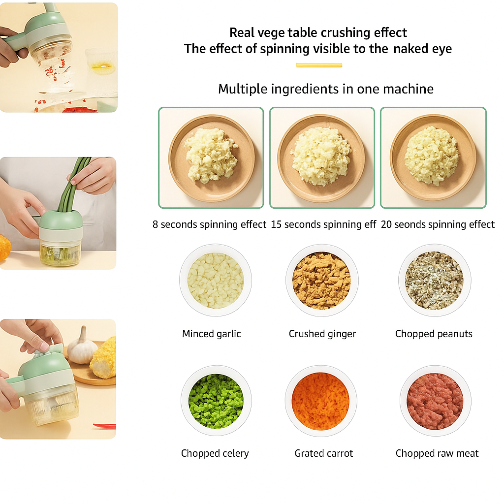 4 in 1 Portable Electric Vegetable Cutter Set