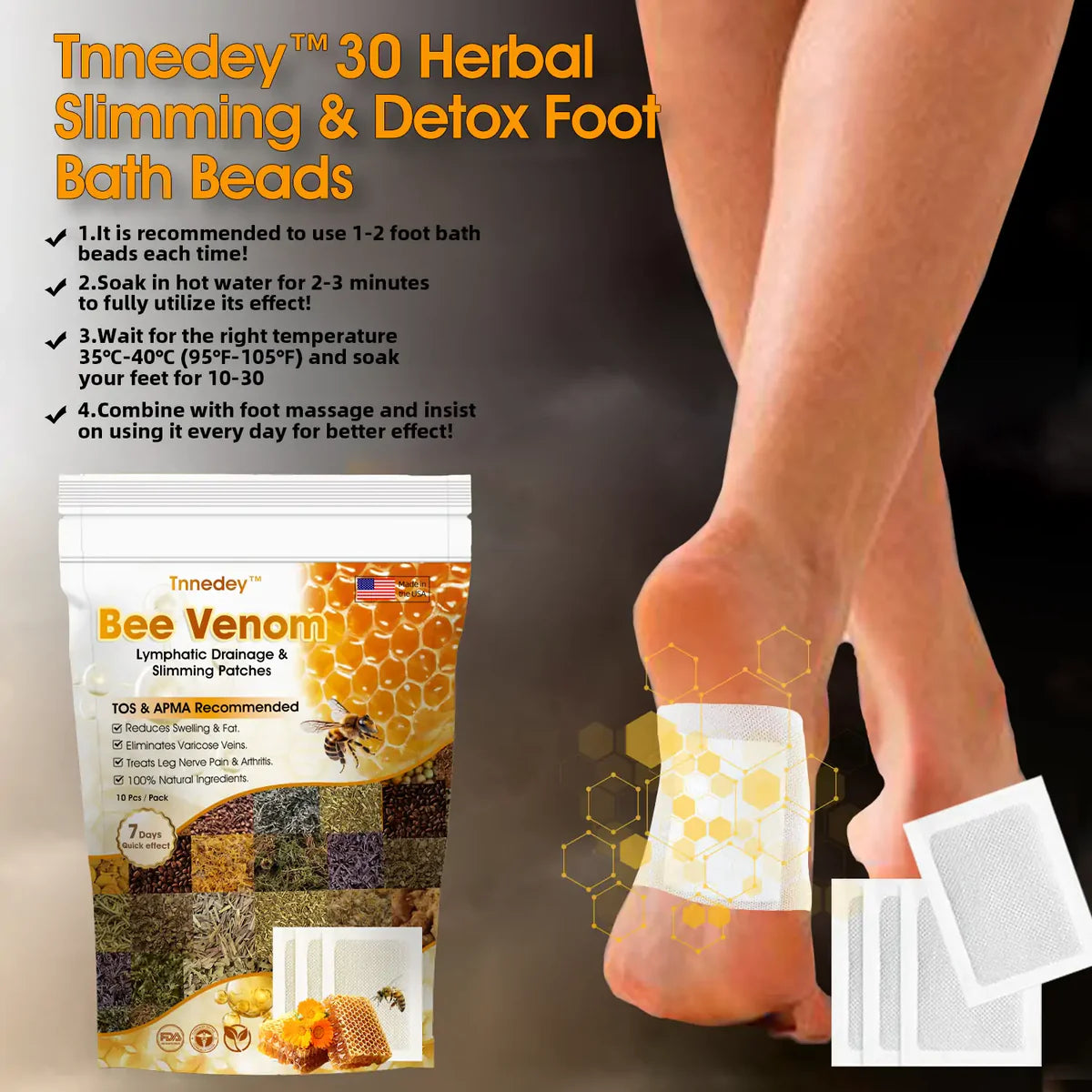 Bee Venom Lymphatic Detox & Slimming Foot Patches 🌿👣