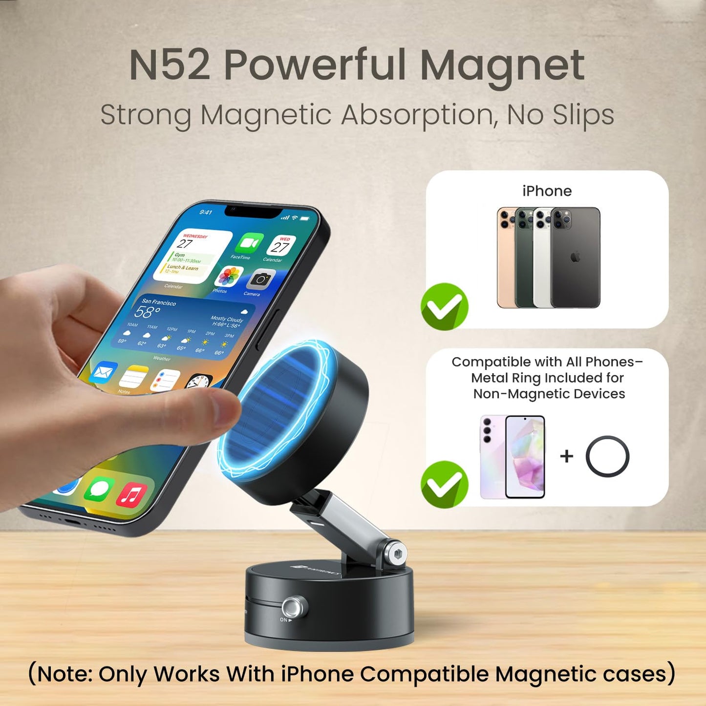 Vacuum Magnetic Suction Phone Holder